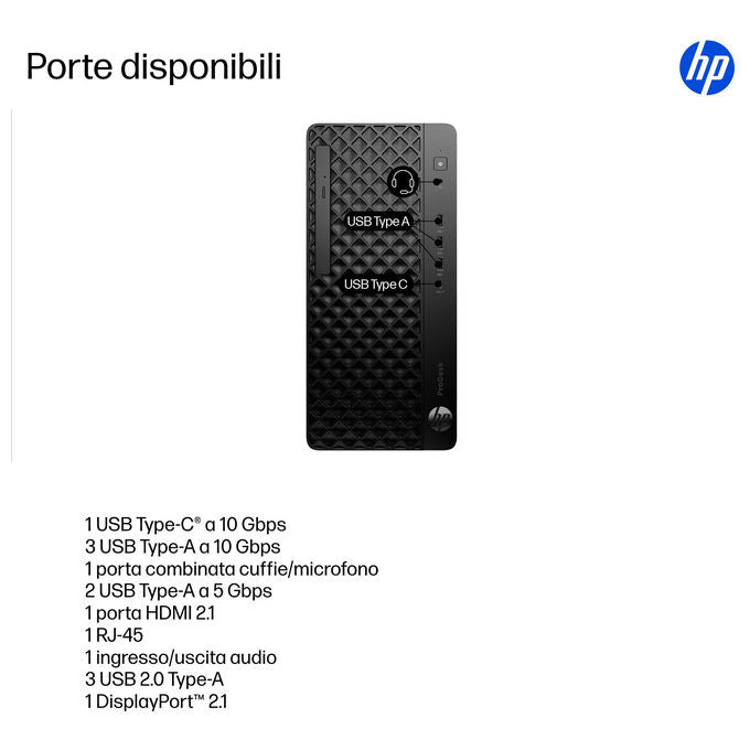 HP E07K4AT ProDesk 4 Tower G1i Desktop AI PC Intel Core Ultra 7 265 24 GB DDR5-SDRAM 1 TB SSD Windows 11 Pro colore Nero