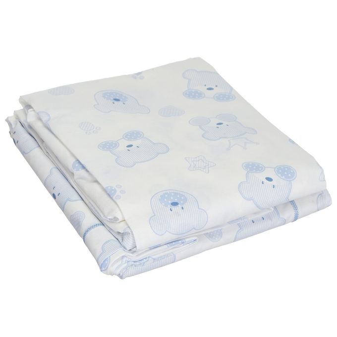 Italbaby ITALBABY_020.1000-004 Set Lenzuola per Lettino 3 Pezzi 100% Cotone Made in Italy colore Blu
