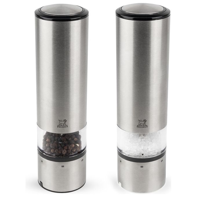 Peugeot 2-27162 Elis Sense Set Macina Sale e Pepe Elettrico in Acciaio Inox con Luce LED e Regolazione u'Select 6 Livelli 20 cm colore Acciaio Inox