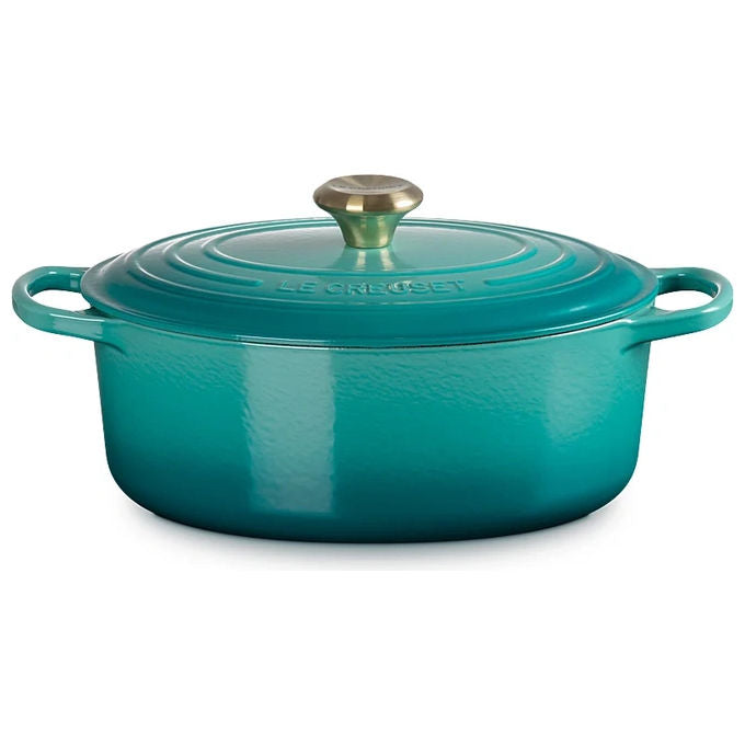 Le Creuset 21178310994450 Signature Bräter Ovale in Ferro Fundito Esmaltato 6.3 L 31 cm colore Bleu Riviera