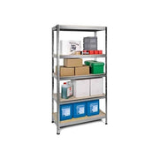 Bizzotto Scaffalature E600Z175 Scaffale in Kit 5 Ripiani Acciaio Zincato e Legno 90x45x180 cm colore Argento