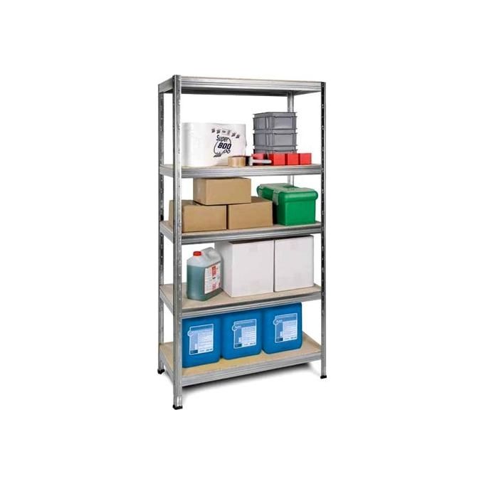 Bizzotto Scaffalature E600Z175 Scaffale in Kit 5 Ripiani Acciaio Zincato e Legno 90x45x180 cm colore Argento