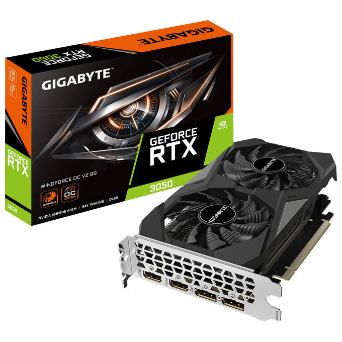 Gigabyte GV-N3050WF2OCV2-6GD GeForce RTX 3050 WINDFORCE OC V2 Scheda Grafica 6 GB GDDR6 1477 MHz 2x HDMI 2x DisplayPort colore Nero