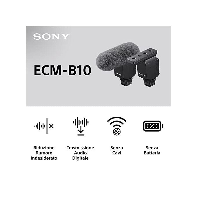 Sony ECMB10 Microfono Shotgun Digitale Compatto con Tecnologia Beamforming e Connessione Wireless per Fotocamere con Slitta Multi Interface colore Nero