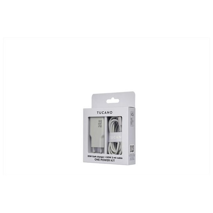 Tucano MA-ONEPOWKIT-PK ONE POWER KIT Caricabatterie GaN 35W con Cavo USB-C 60W 2m colore Rosa