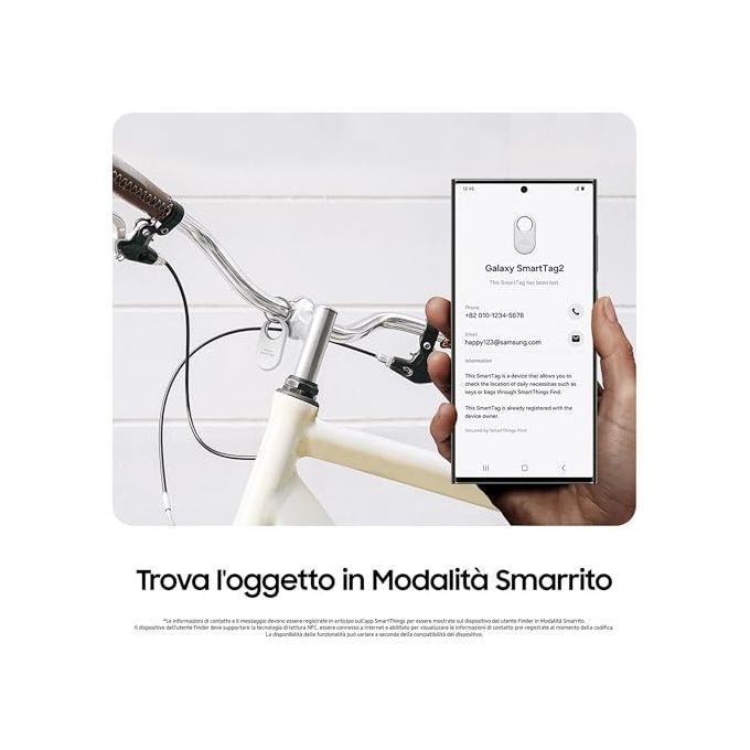 Samsung EI-T5600BBEGEU Galaxy SmartTag2 Localizzatore Bluetooth IP67 Modalita' Smarrito autonomia 500 giorni colore Nero