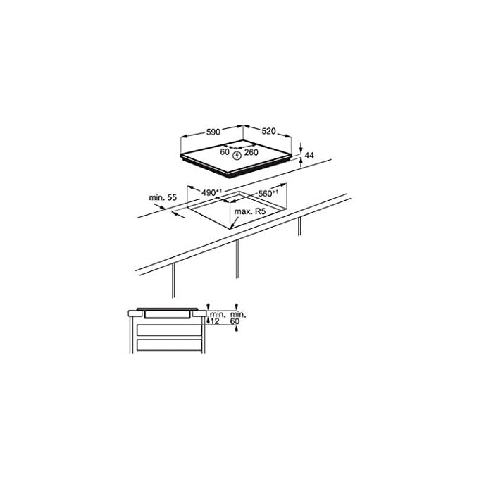 Electrolux EIS62449C Serie 700 SenseBoil - Piano cottura a induzione, 59 cm, 4 zone, funzione SenseBoil, Hob2Hood, Nero