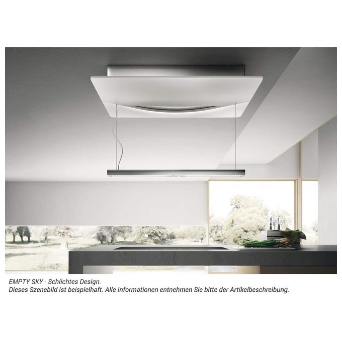 Elica PRF0120973 EMPITY SKY-F-120X70 - Cappa a soffitto filtrante 120x70 cm, 559 m³-h, Classe A+, 60 dB, Comandi touch, 3 velocita' + intensiva, Illuminazione LED, Bianco