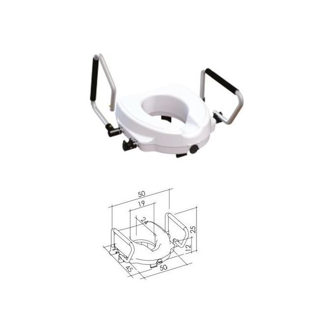 K Design ES-11-12-KD Alzawater con Braccioli Fissi per WC Aumento Altezza 12,5 cm Portata 130 kg colore Bianco