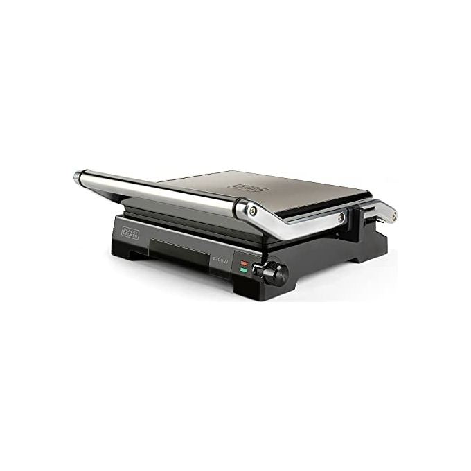 Black+decker BXGR2200E Bistecchiera Elettrica Grill 2200W Antiaderente Apertura 180° Termostato Regolabile colore Nero