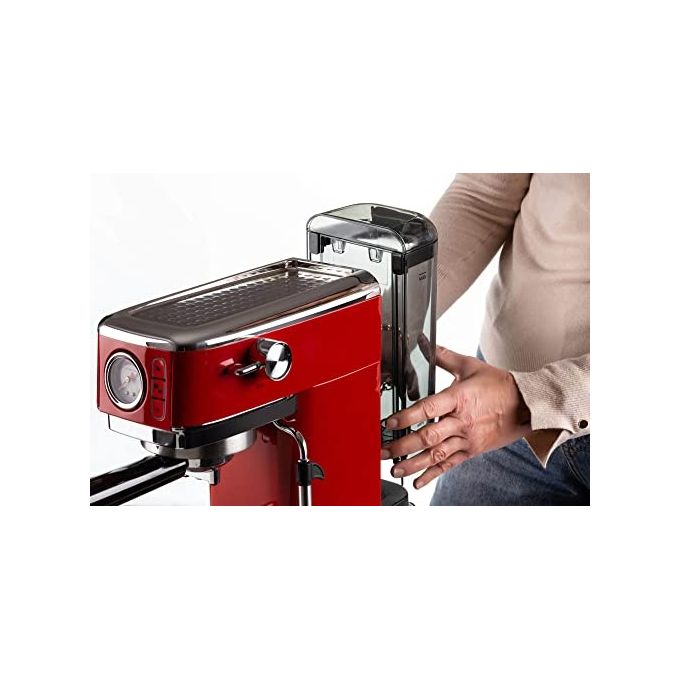 Ariete 00M138113AR0 1381 Slim Metal Macchina da caffe' Espresso Cialde ESE e Polvere 1.1 L 15 bar 1300 W Manometro colore Rosso