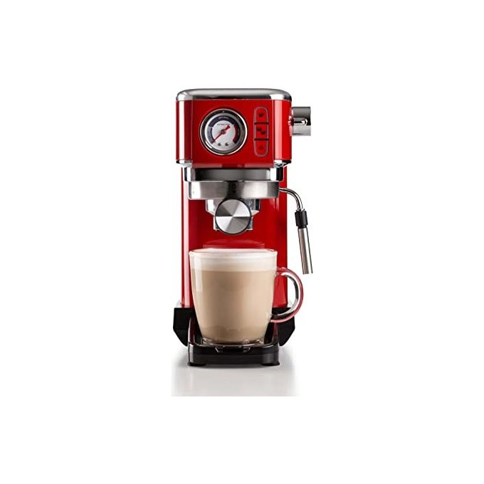 Ariete 00M138113AR0 1381 Slim Metal Macchina da caffe' Espresso Cialde ESE e Polvere 1.1 L 15 bar 1300 W Manometro colore Rosso