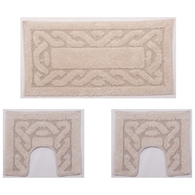 Emmevi DA055200HFCA DALI' Tappeti Bagno Cotone Set 3 Pezzi colore Azzurro Bianco sporco