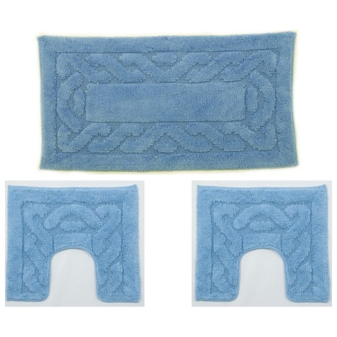 Emmevi DA055200HFCT Set 3 Tappeti Bagno Tappeto Lavabo Girovaso Girobidet 50x80 cm 50x40 cm colore Azzurro