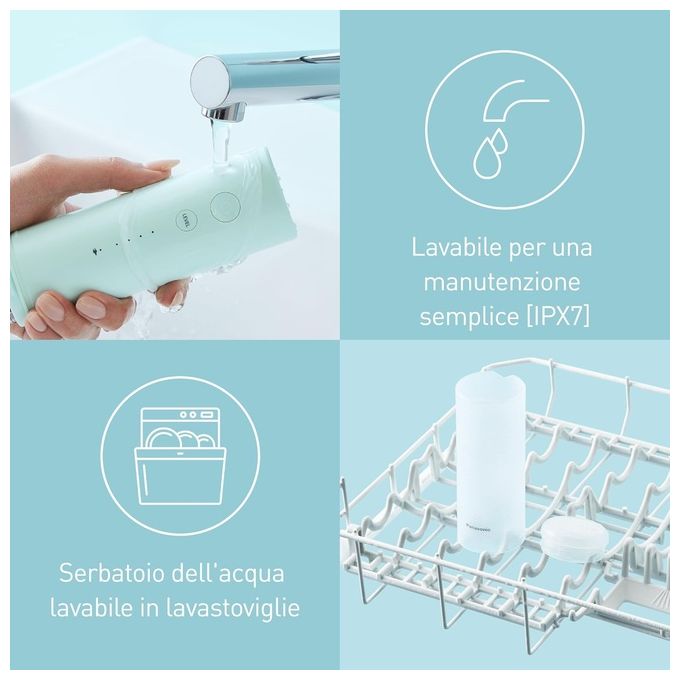 Panasonic EW-DJ4B Idropulsore Orale da Viaggio Ultrasuoni 0,15 L 4 livelli ricaricabile colore Verde