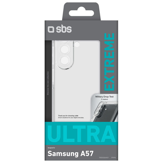 SBS cover Extreme X2 per Samsung Galaxy A57, trasparente, anti shock, TPU, bordi rinforzati, drop test 2 metri