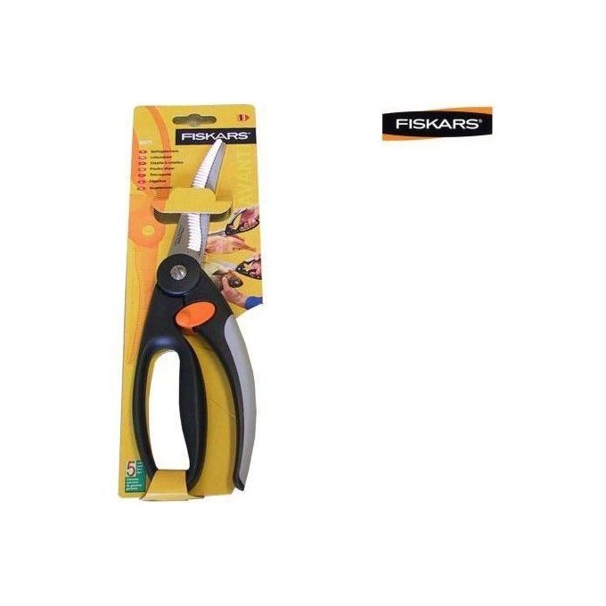 Fiskars 6411501997586 Functional Form Forbici per Pollame Lama 9.5 cm Acciaio Inossidabile con Tensione Regolabile e Chiusura Sicurezza colore Nero Grigio Arancione