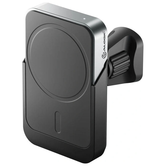 Alogic MM31CPBCBK Matrix+ Wireless 3-in-1 Charging St.MagSafe + Vent Mount Power Bank 5000 mAh Caricatore 30W MagSafe Qi Fast Wireless Charging colore Nero e Argento