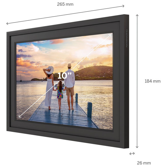 Thomson, Cornice Digitale Intelligente, 10 Pollici, Touchscreen, Nero e Bianco