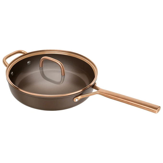 Zwilling 1035083 Milano Tegame in Alluminio con Rivestimento Antiaderente CERAFORCE Titanium e Coperchio in Vetro 28 cm colore Marrone