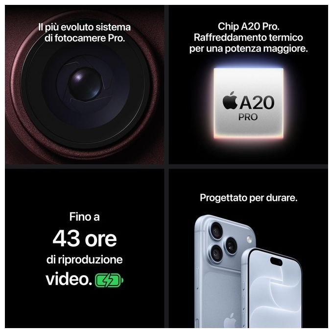 Apple MJY24QL-A iPhone 18 Pro Max Smartphone 2 TB 6.9'' OLED 120 Hz 3 Fotocamere 48 MP 48 MP 48 MP Fotocamera Frontale 18 MP 5G Wi-Fi 7 Nero