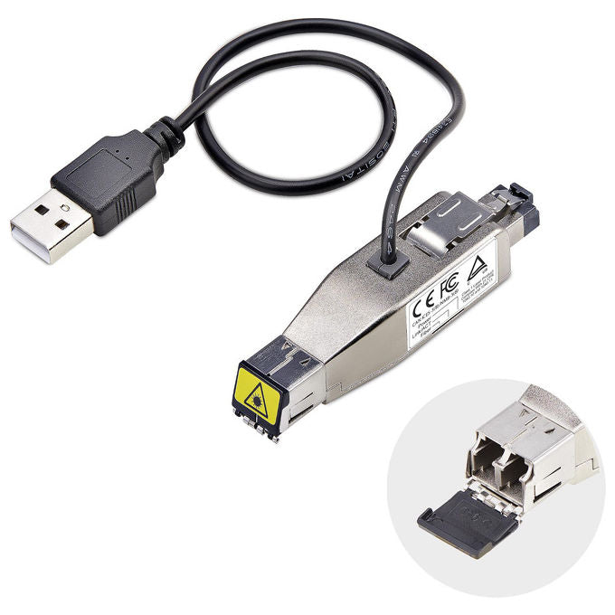 StarTech.com D01ML55U-FIBER-MEDIA Dongle Convertitore Multimediale da Fibra Gigabit a RJ45 Ethernet 1000 Mbit-s 1000Base-T 1000Base-LX LC Monomodale 10 km Multimodale 800 m Alimentato via USB colore Nero