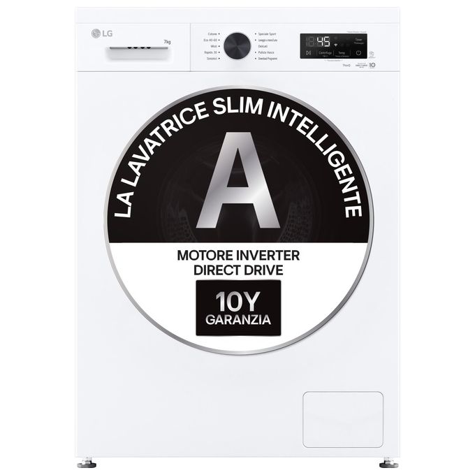 LG F2NX10S7NLB Lavatrice Slim 7 Kg Classe A 6 Motion Direct Drive Allergy Care Wi-Fi (85x44x60 cm) colore Bianco