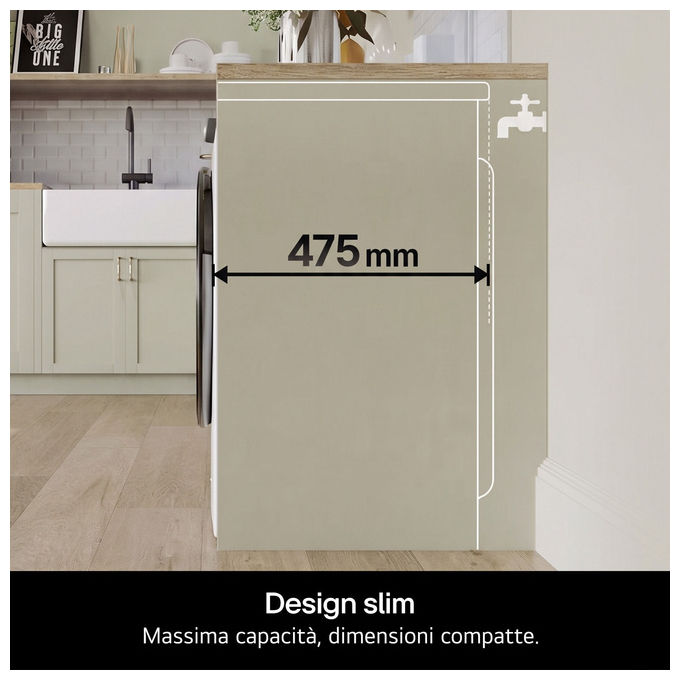 LG F2NX10S7NLB Lavatrice Slim 7 Kg Classe A 6 Motion Direct Drive Allergy Care Wi-Fi (85x44x60 cm) colore Bianco