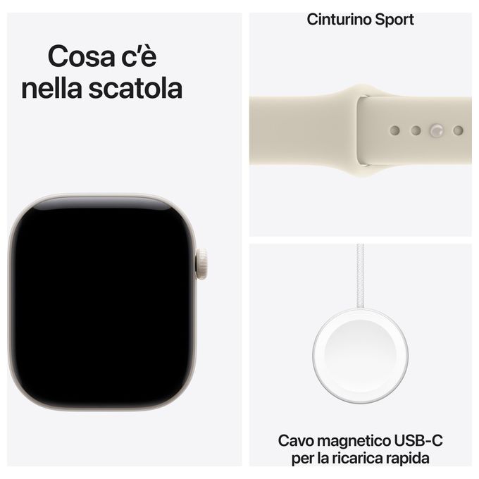 Apple MJH14QL-A Apple Watch Series 12 GPS + Cellular Cassa 46 mm in Ceramica Sensore Frequenza Cardiaca Monitoraggio Salute Completo Colore Bianco