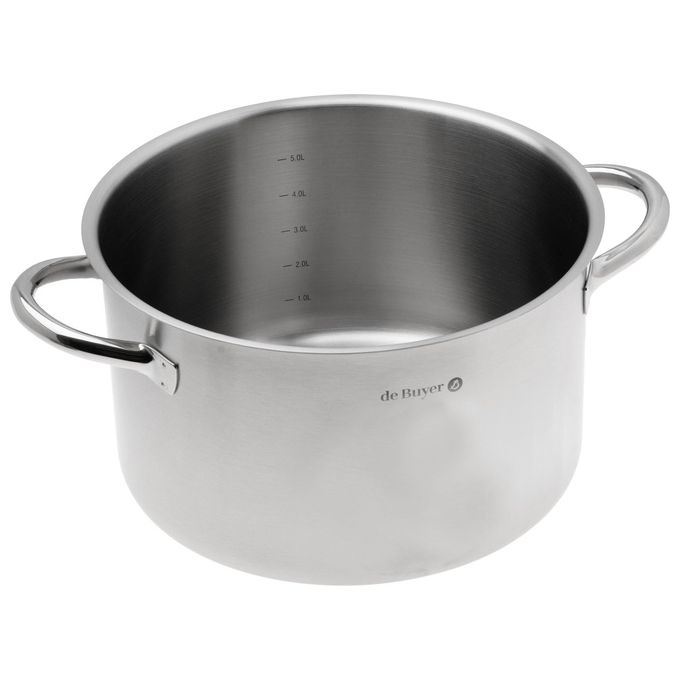 De Buyer 3506.24 PRIM'APPETY Pentola 24 cm Acciaio Inox Doppio Manico Fondo a Sandwich per Distribuzione Uniforme del Calore Compatibile con Induzione colore Srebrny