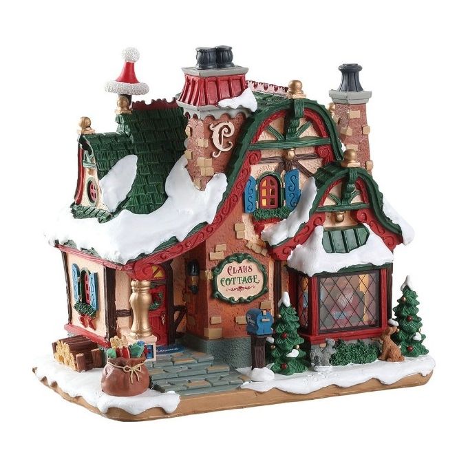 LEMAX 75292 The Claus Cottage Casa da Collezione Illuminata in Porcellana con LED Altezza 17.7 cm Larghezza 19.2 cm Profondita' 12.6 cm colore Bianco