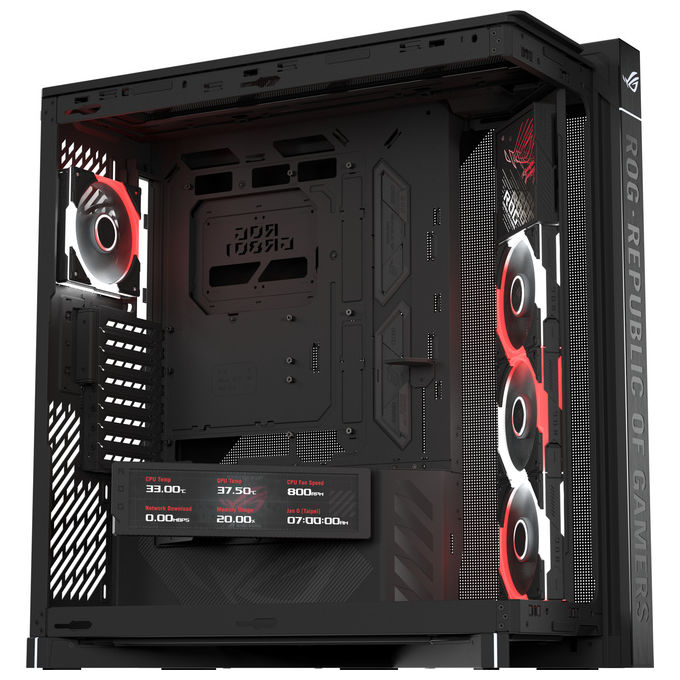 Asus 90DC00T0-B09030 ROG CRONOX GR801 CURVE TG ARGB Midi Tower con Display LCD 9.2'' e Vetro Curvo Temperato colore Nero
