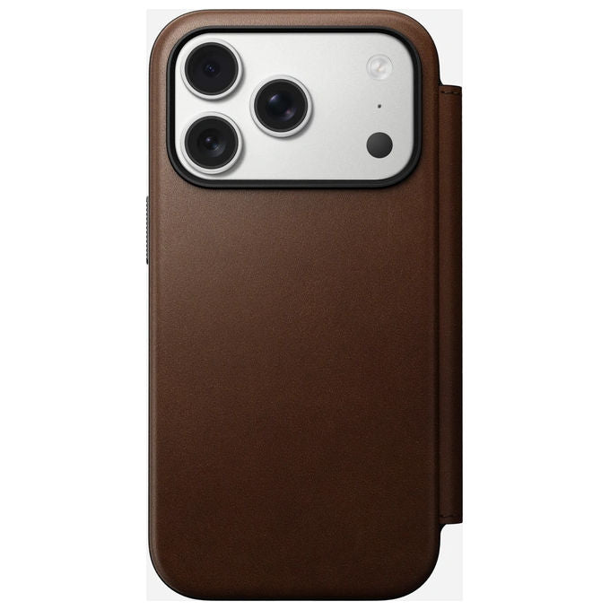 Nomad MODERNLEATHERFOLIO Nomad Modern Leather Folio per iPhone 17 Pro con MagSafe compatibile 3 fessure per carte chiusura magnetica colore Bruno