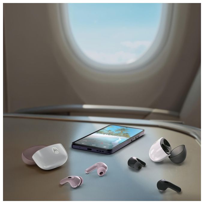 Motorola PG38C08178 Moto Buds 2 Auricolare Wireless In-ear Bluetooth 6.0 Cancellazione Attiva del Rumore fino a 55dB 11 Ore di Autonomia Colore Viola