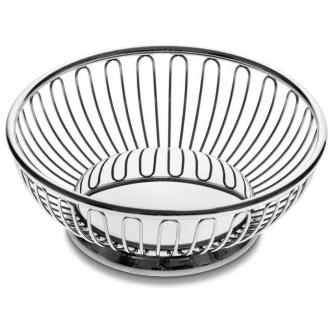Alessi 826-24 Cestino Rotondo a Filo in Acciaio Inossidabile 18-10 Diametro 24.5 cm Altezza 8.5 cm colore Argentato