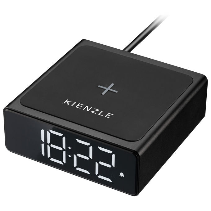 Kienzle 14988 Sveglia digitale con stazione di ricarica wireless 2 allarmi funzione snooze schermo regolabile 5W 7.5W 10W compatibilita' Quick Charge colore Nero