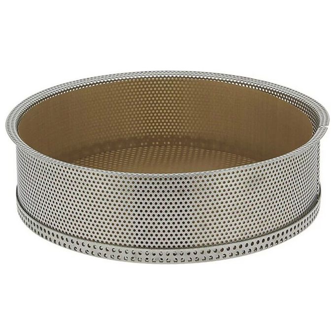 De Buyer 3213.24 Tortiera Alta Forata con Fondo Removibile 24 cm Diametro 6.5 cm Altezza Acciaio Inossidabile con Perforazioni 2 mm Non Stick Cottura Uniforme per Cheesecake e Torte Salate Lavabile in Lavastoviglie Carta da Forno Riutilizzabile 200 Volte