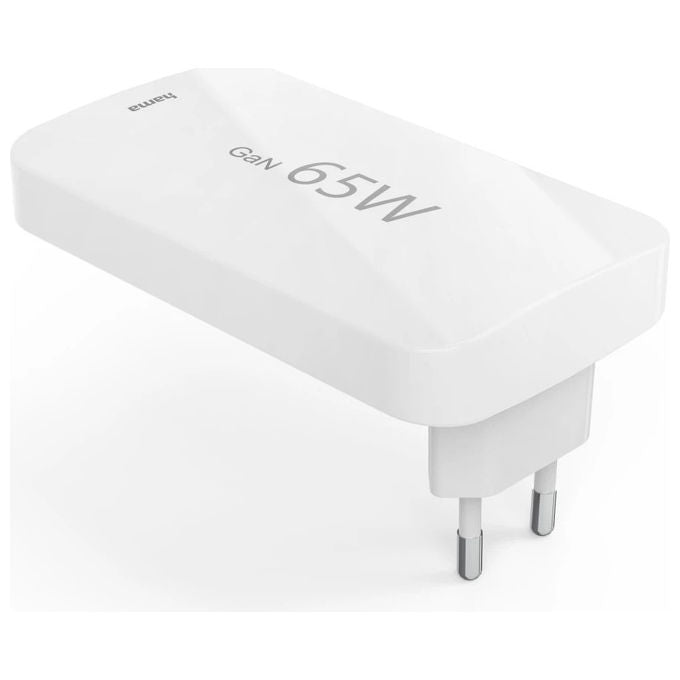 Hama 00201976 Caricabatterie 65 W 2x USB C 1x USB A Ricarica Rapida Power Delivery Quick Charge GaN Bianco