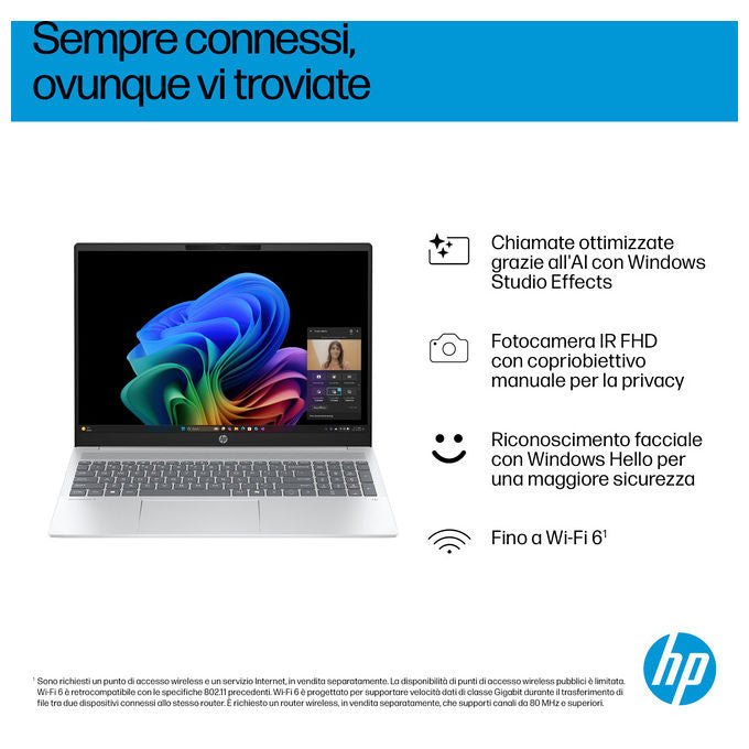 HP D3ZH7EA OmniBook 5 Laptop Computer portatile AMD Ryzen AI 7 350 16 GB LPDDR5x 1 TB SSD 16'' 2K Windows 11 Home colore Argento