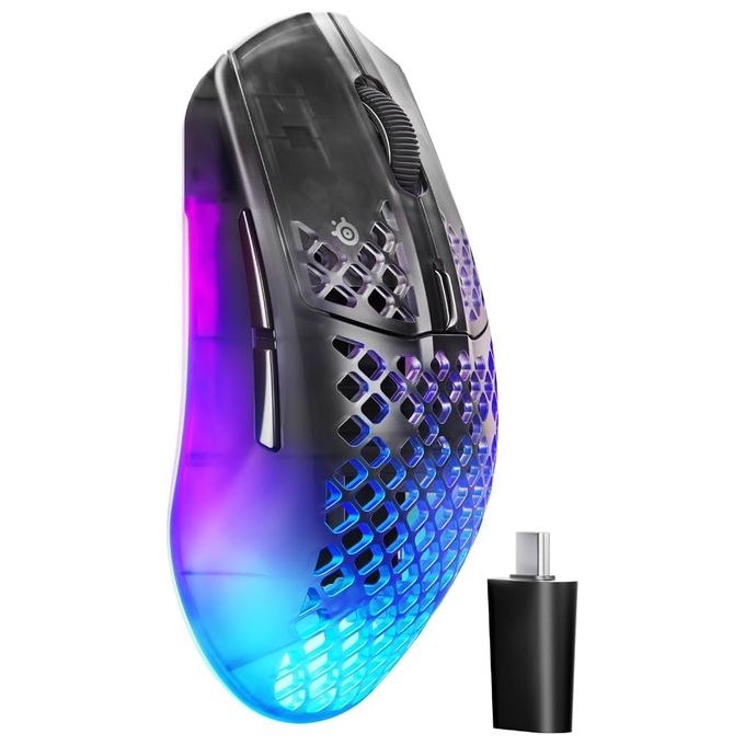SteelSeries 62716 Aerox 3 Wireless Gen 2 Mouse Super Leggero 68 g Polling 4K 26K DPI 80M Clic RGB PTFE Impermeabile IP54 colore Magenta