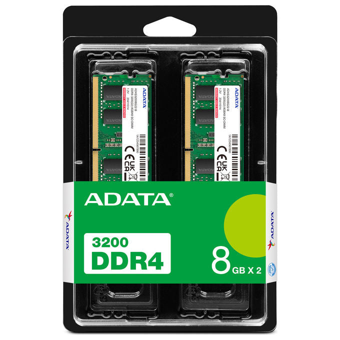 ADATA AD4S32008G22-DTGN Memoria 16 GB 2 x 8 GB DDR4 3200 MHz 260-pin SO-DIMM per Computer portatile colore Nero
