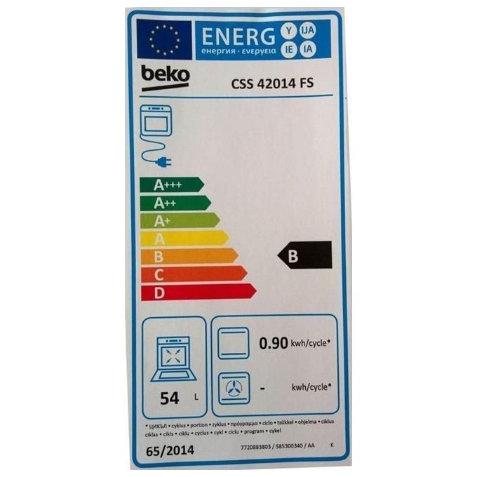 BEKO CSS42014FS Cucina a Gas Forno Elettrico con Grill 4 Fuochi Capacita' 54 Litri Classe energetica a 50 cm Silver