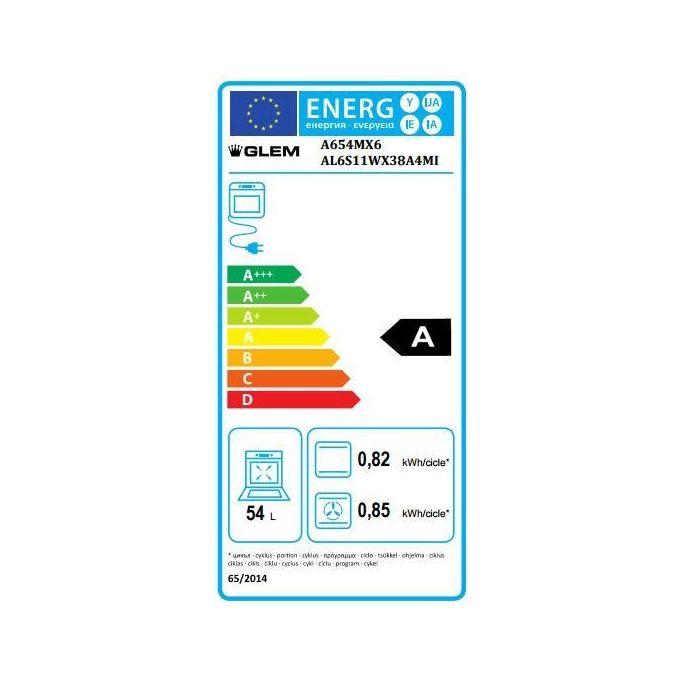 Glem Gas A654MX6 Cucina 60cm 4 Fuochi Forno Multifunzione 6 A Bianco Alpha