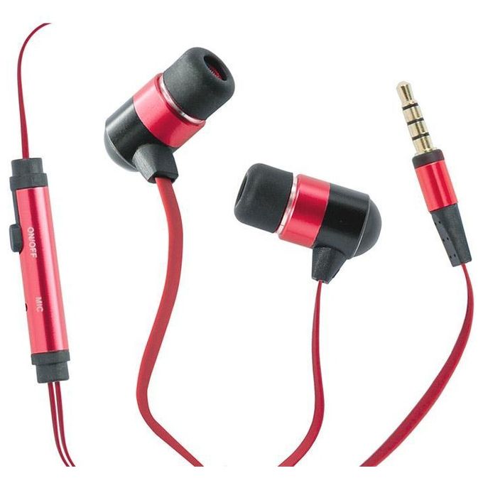 HI-FUN Hi-Earphones Auricolare Minimal Rosso Innovativo per Streaming e Telefonate con Controllo Integrato e Design Ergonomico