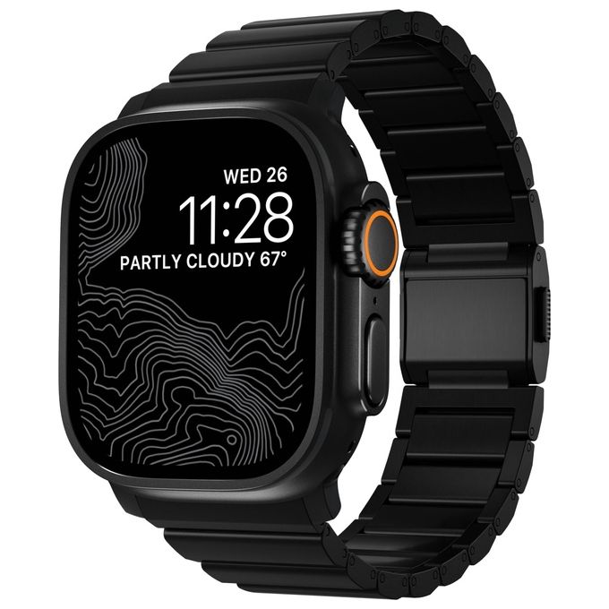 Nomad NM014834858 Strap Titanium V2 Cinturino Apple Watch Compatibile 42mm 44mm 45mm 46mm 49mm Ultra Resistente ai Graffi Impermeabile con Chiusura Magnetica colore Nero