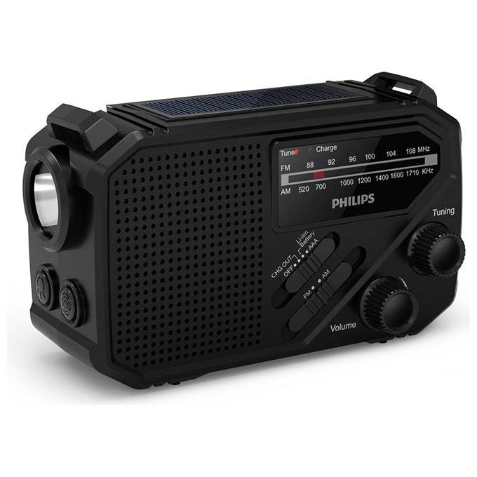 Philips TAR1609-00 Radio Portatile Analogico e Digitale con Allarme SOS e Torcia Nero