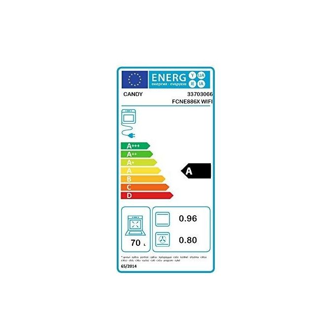 CANDY 33703066 Elite Forno da incasso Elettrico Multifunzione 70 L Classe A Wi-Fi Bluetooth Aquactiva Pirolitica (59.5x59.5x56.8 cm) colore Nero