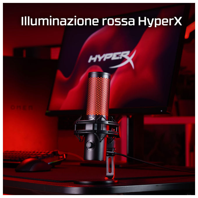 HyperX 872V1AA QuadCast 2 Microfono USB per Podcast 96 kHz 24 bit 100 dB SNR 3 m cavo colore Nero
