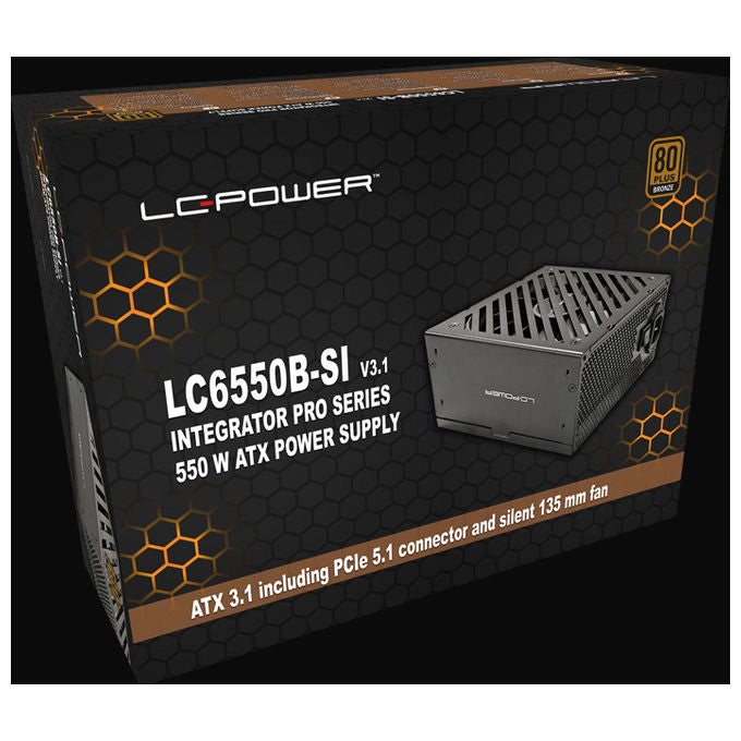 LC-Power LC6550B-SI V3.1 Alimentatore ATX 550 W 80 PLUS Bronze ventola 135 mm protezioni OVP OCP OPP SCP SIP UVP colore Nero