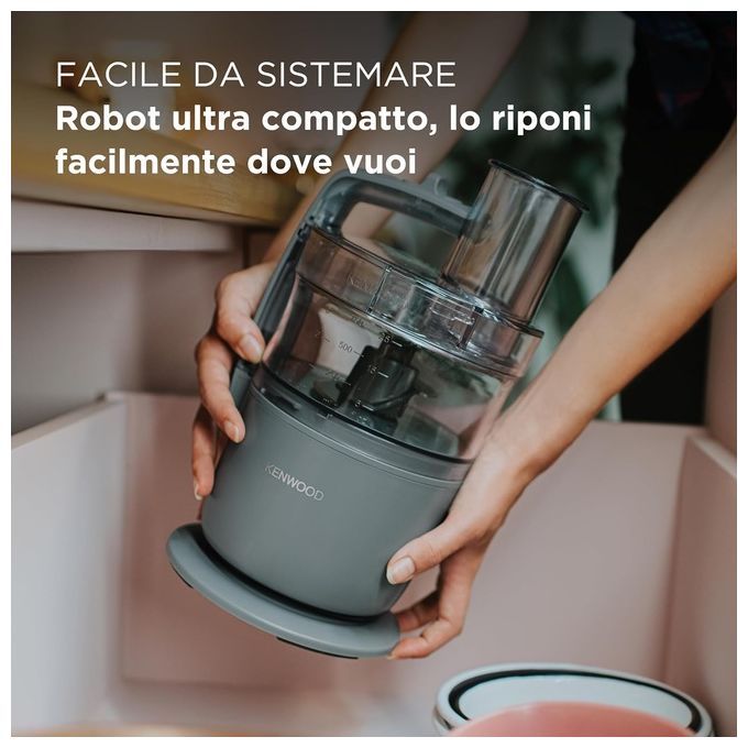 Kenwood FDP22.130GY MultiPro Go Robot da cucina multifunzione 650 W ciotola 1.3 L 2 velocita' tritare affettare grattugiare colore Grigio